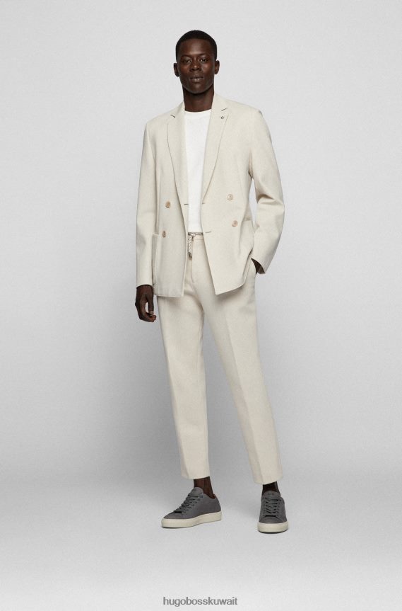 4TFNJN4918 رمادي Hugo Boss حذاء رياضي رمادي منخفض من جلد نوبوك مع تفاصيل حرف 'b'