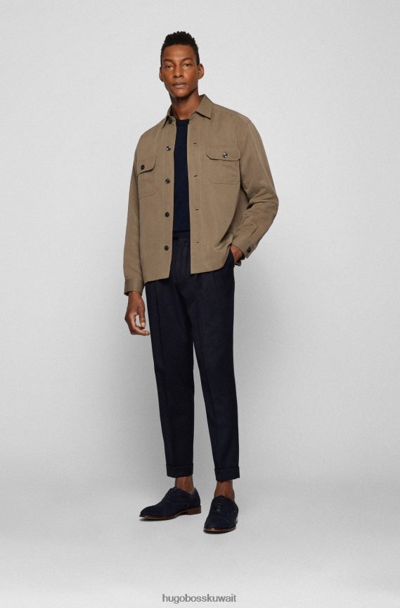 4TFNJN4920 أزرق غامق Hugo Boss حذاء أكسفورد هوغو باللون الأزرق الداكن مصنوع في إيطاليا من جلد الغزال ومقدمة قبعة