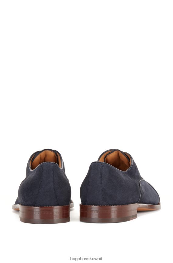 4TFNJN4920 أزرق غامق Hugo Boss حذاء أكسفورد هوغو باللون الأزرق الداكن مصنوع في إيطاليا من جلد الغزال ومقدمة قبعة
