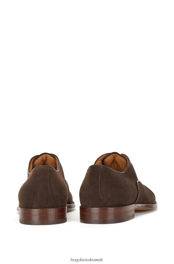 4TFNJN4921 بني غامق Hugo Boss حذاء أكسفورد هوغو بني داكن إيطالي الصنع من جلد الغزال مع مقدمة قبعة