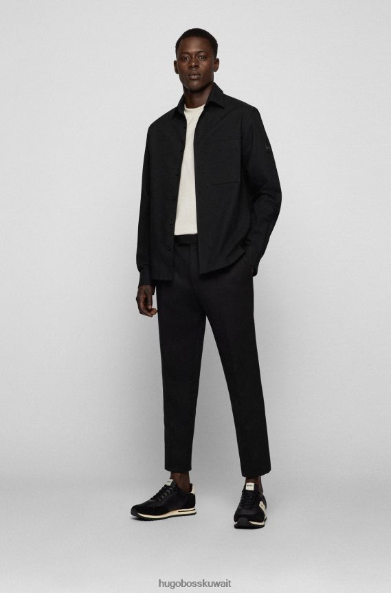 4TFNJN4922 أسود Hugo Boss حذاء رياضي هوغو بمواد مختلطة مع تفاصيل حرف 