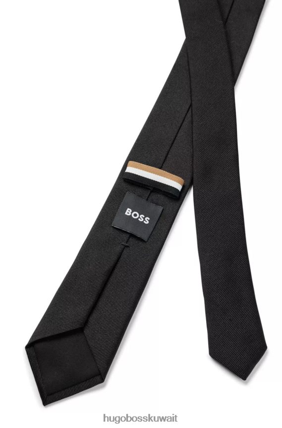 4TFNJN492 أسود/أزرق داكن Hugo Boss ربطة عنق على شكل حرف H مقاس 6 سم رقم 50480284 أسود
