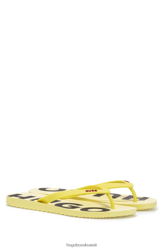 4TFNJN4931 أصفر Hugo Boss شبشب إيطالي الصنع مع تفاصيل الشعار هوغو أصفر