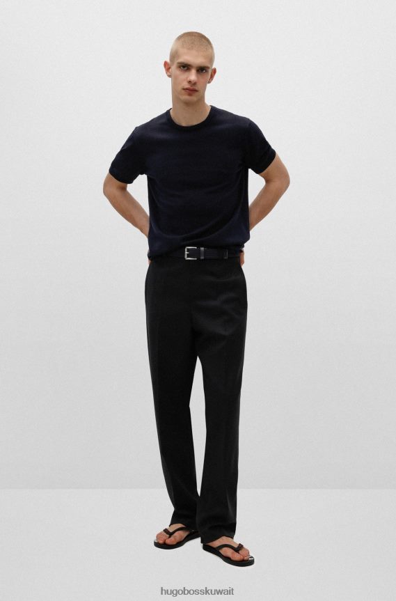 4TFNJN4932 أسود Hugo Boss شبشب هوغو أسود إيطالي الصنع مع تفاصيل الشعار