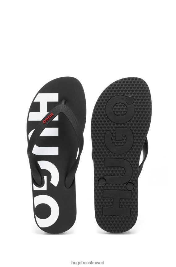 4TFNJN4932 أسود Hugo Boss شبشب هوغو أسود إيطالي الصنع مع تفاصيل الشعار