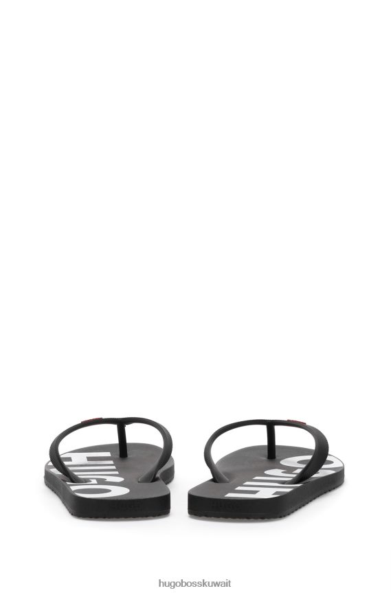 4TFNJN4932 أسود Hugo Boss شبشب هوغو أسود إيطالي الصنع مع تفاصيل الشعار