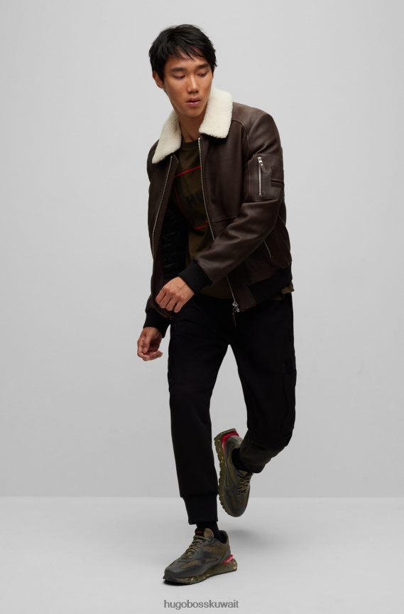 4TFNJN4933 منقوشة Hugo Boss حذاء رياضي منقوش بطبعة مموهة من Hugo مع جلد سويدي وشبكة