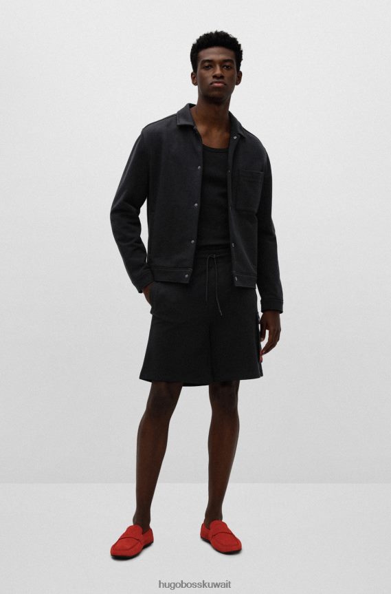 4TFNJN4934 أحمر Hugo Boss حذاء موكاسين من جلد الغزال هوغو مع تقليم باللون الأحمر يحمل العلامة التجارية