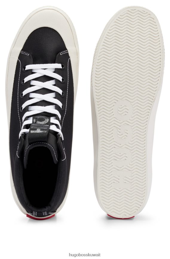 4TFNJN4937 أسود Hugo Boss حذاء رياضي عالي الجودة بممتص الصدمات المطاطي مع شعار هوغو باللون الأحمر باللون الأسود