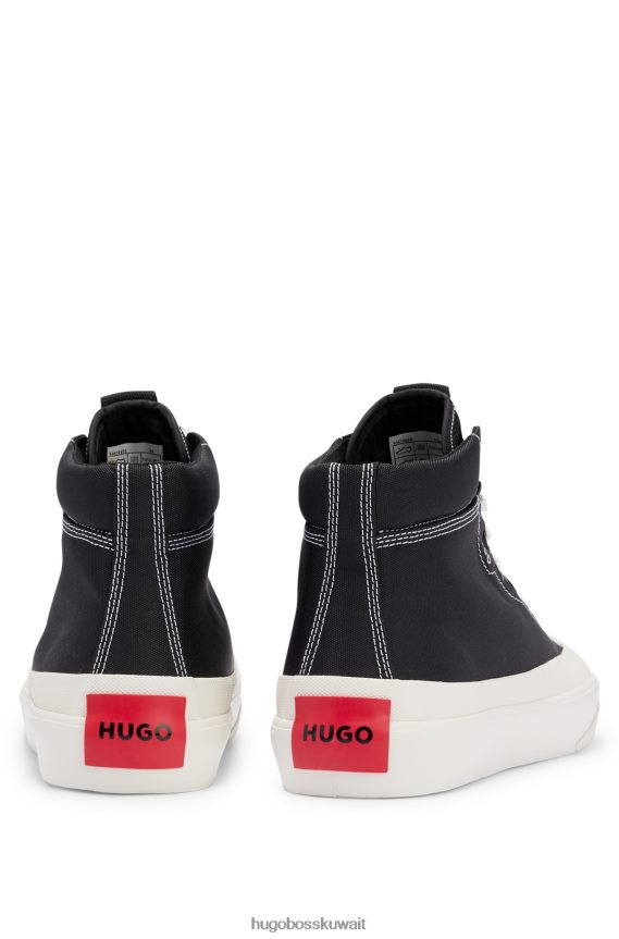 4TFNJN4937 أسود Hugo Boss حذاء رياضي عالي الجودة بممتص الصدمات المطاطي مع شعار هوغو باللون الأحمر باللون الأسود