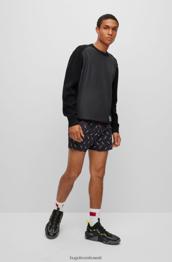 4TFNJN4939 أسود Hugo Boss حذاء رياضي من جورب هوغو باللون الأسود مع تفاصيل شبكية ومربوطة بالحرارة