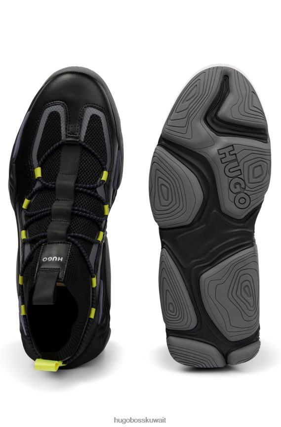 4TFNJN4939 أسود Hugo Boss حذاء رياضي من جورب هوغو باللون الأسود مع تفاصيل شبكية ومربوطة بالحرارة