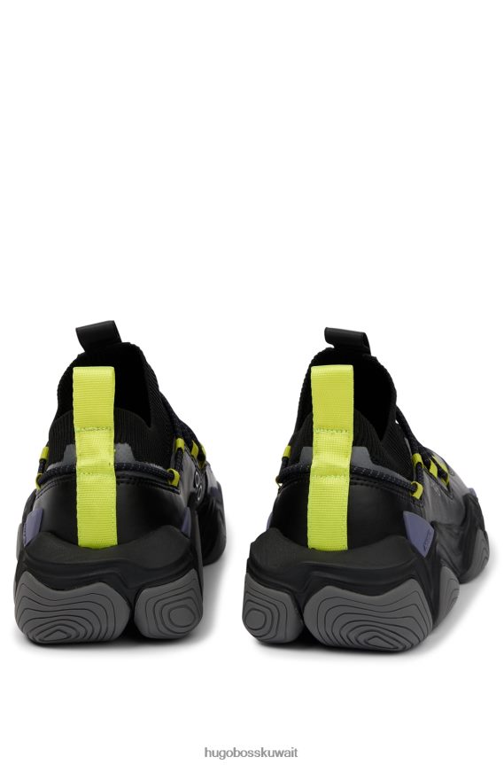 4TFNJN4939 أسود Hugo Boss حذاء رياضي من جورب هوغو باللون الأسود مع تفاصيل شبكية ومربوطة بالحرارة