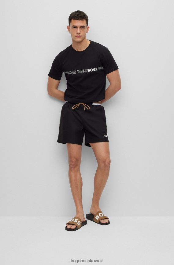 4TFNJN4943 اللون البيج Hugo Boss شرائح بيج إيطالية الصنع مع شعار هوغو متباين مرتفع