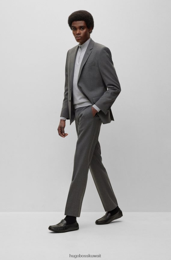 4TFNJN4947 أسود Hugo Boss حذاء موكاسين من هوغو مصنوع من الجلد مع زخرفة تحمل العلامة التجارية باللون الأسود