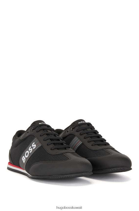 4TFNJN4949 الرمادي الداكن Hugo Boss حذاء رياضي من مواد مختلطة باللون الرمادي الداكن مع شريط هوغو بشعار موسمي