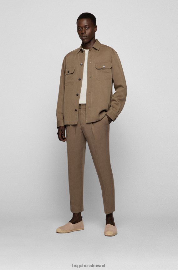 4TFNJN4950 اللون البيج Hugo Boss أحذية قماشية من جلد الغزال مع شعار emed