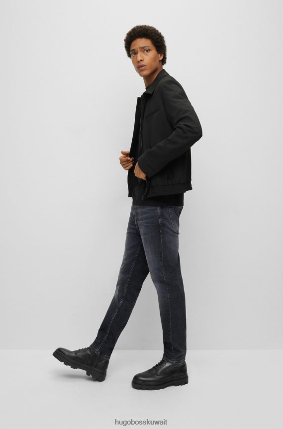 4TFNJN4953 أسود Hugo Boss حذاء هوغو أسود من الجلد الناعم مع نعل مطاطي مكتنز