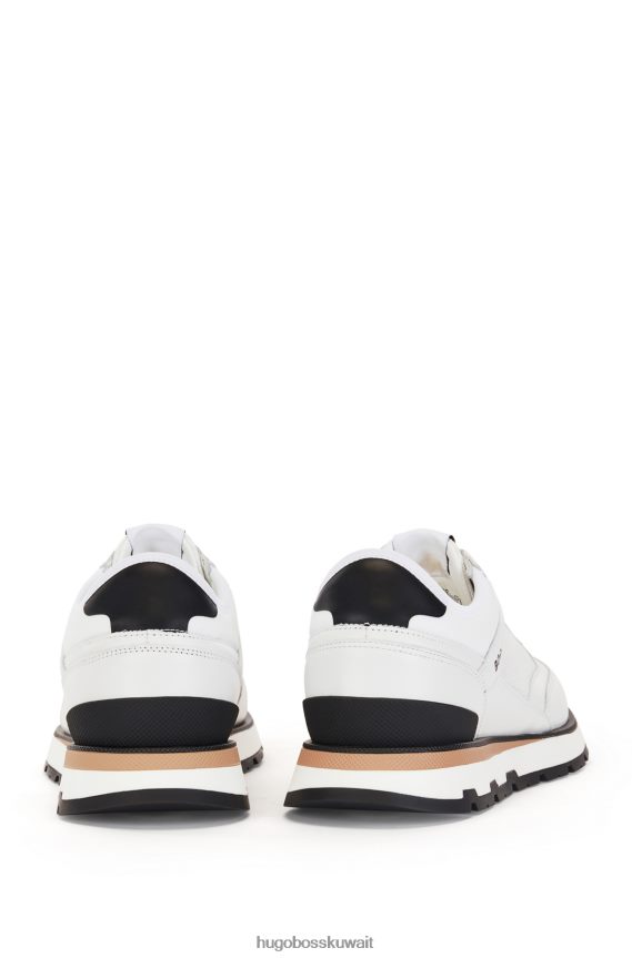 4TFNJN4954 أبيض Hugo Boss حذاء رياضي هوغو أبيض إيطالي الصنع من الجلد والنايلون المنظم