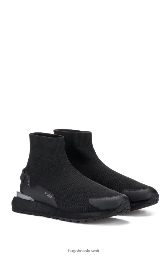 4TFNJN4961 أسود Hugo Boss حذاء رياضي هوغو أسود عالي الجودة مع حلقة الشعار