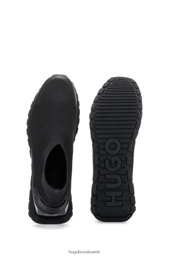 4TFNJN4961 أسود Hugo Boss حذاء رياضي هوغو أسود عالي الجودة مع حلقة الشعار