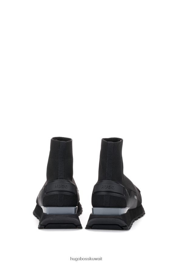 4TFNJN4961 أسود Hugo Boss حذاء رياضي هوغو أسود عالي الجودة مع حلقة الشعار
