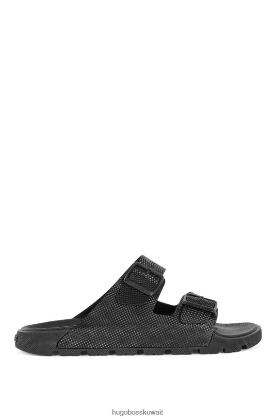 4TFNJN4962 أسود Hugo Boss صندل Hugo أسود بحزام مزدوج مع جزء علوي منظم