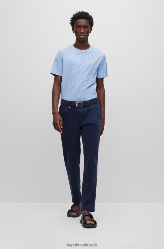 4TFNJN4964 أزرق غامق Hugo Boss صندل بحزام مزدوج مع جزء علوي منظم باللون الأزرق الداكن