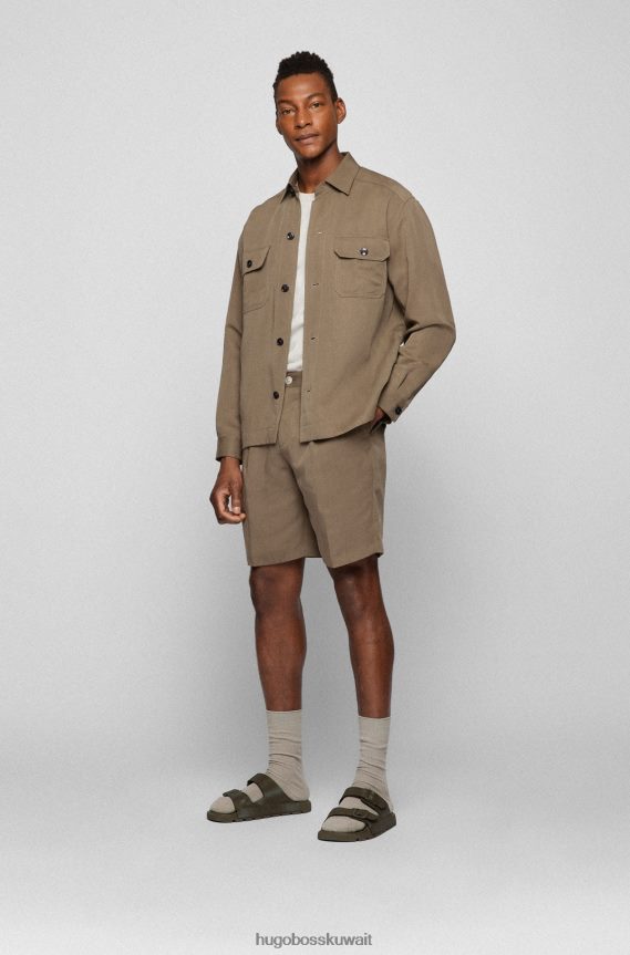 4TFNJN4965 الكاكي Hugo Boss صندل كاكي بحزام مزدوج مع جزء علوي منظم من هوغو