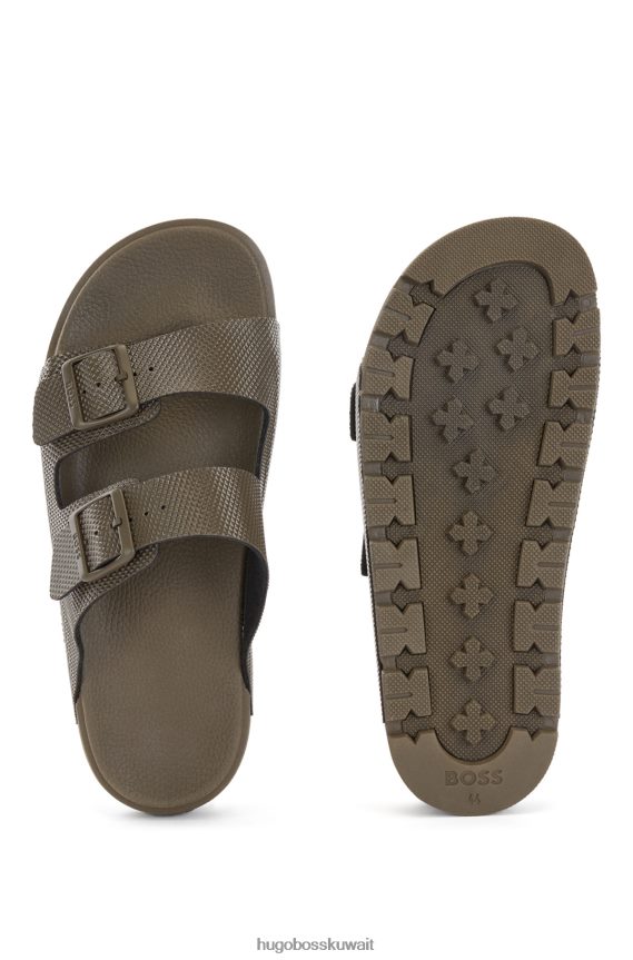 4TFNJN4965 الكاكي Hugo Boss صندل كاكي بحزام مزدوج مع جزء علوي منظم من هوغو