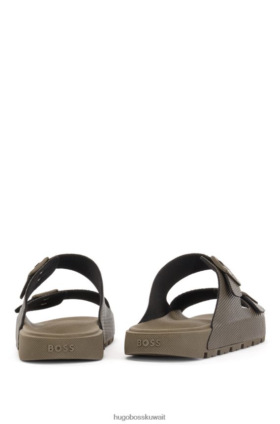 4TFNJN4965 الكاكي Hugo Boss صندل كاكي بحزام مزدوج مع جزء علوي منظم من هوغو