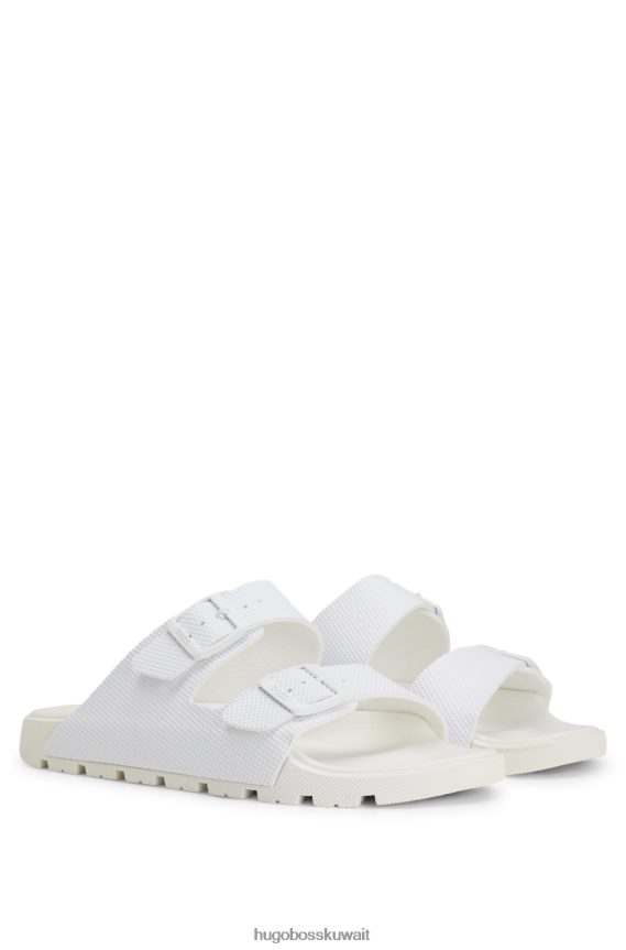 4TFNJN4967 أبيض Hugo Boss صندل هوغو أبيض بحزام مزدوج مع جزء علوي منظم