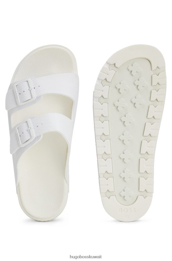 4TFNJN4967 أبيض Hugo Boss صندل هوغو أبيض بحزام مزدوج مع جزء علوي منظم