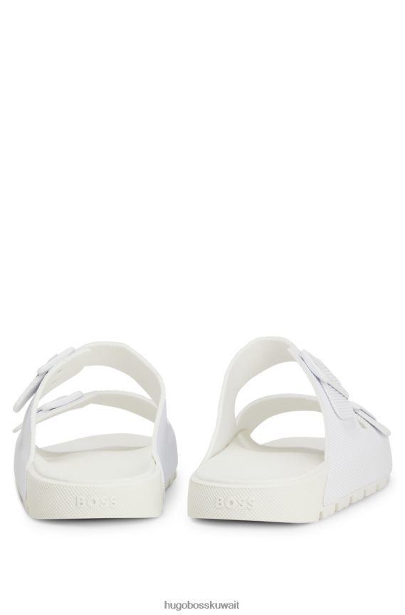 4TFNJN4967 أبيض Hugo Boss صندل هوغو أبيض بحزام مزدوج مع جزء علوي منظم