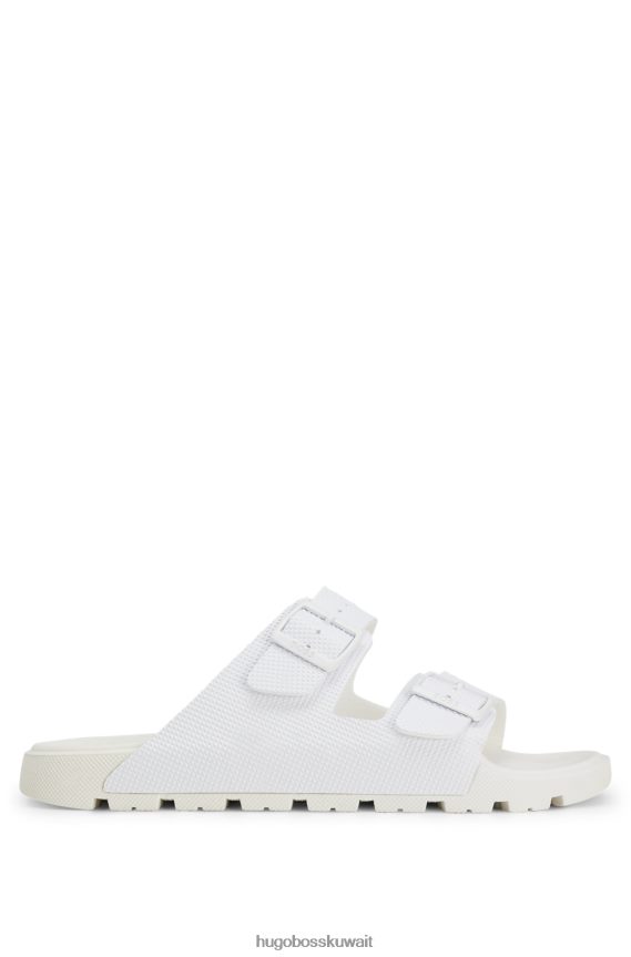 4TFNJN4967 أبيض Hugo Boss صندل هوغو أبيض بحزام مزدوج مع جزء علوي منظم