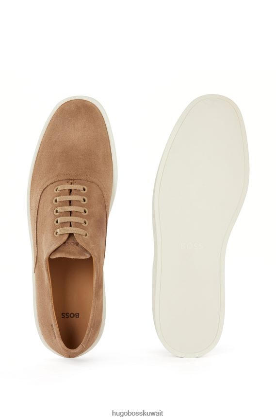 4TFNJN4971 البني الفاتح Hugo Boss حذاء أكسفورد بنعل مطاطي بني فاتح مع جزء علوي من جلد الغزال هوغو