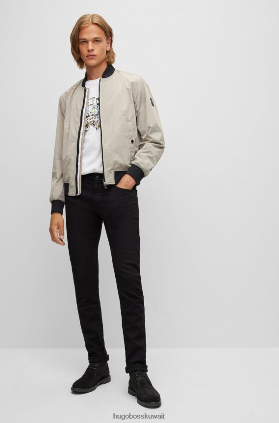 4TFNJN4974 أسود Hugo Boss حذاء Hugo Desert باللون الأسود مصنوع من الجلد السويدي مع حلقة سحب مخططة مميزة