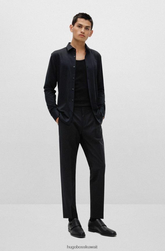 4TFNJN4975 أسود Hugo Boss حذاء هوغو دوبل مونك من الجلد المطبوع باللون الأسود