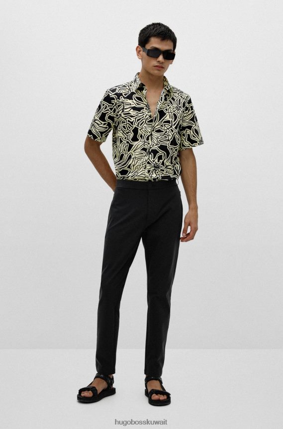 4TFNJN4978 أسود Hugo Boss صندل بشعار أسود مع إغلاق باللمس هوغو