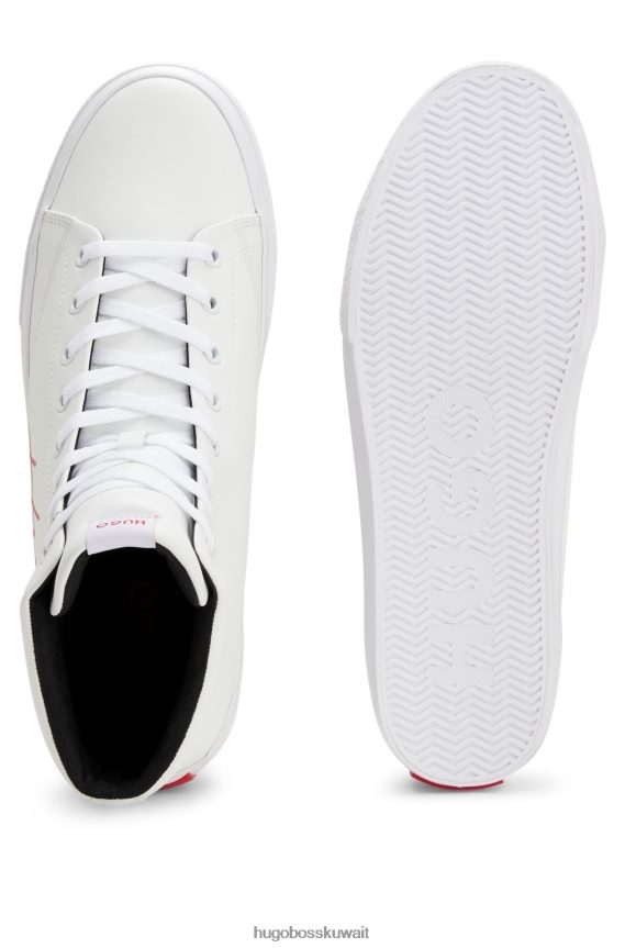 4TFNJN4982 أبيض Hugo Boss حذاء رياضي هوغو عالي الجودة مصنوع من الجلد مع شعار مكتوب بخط اليد باللون الأبيض