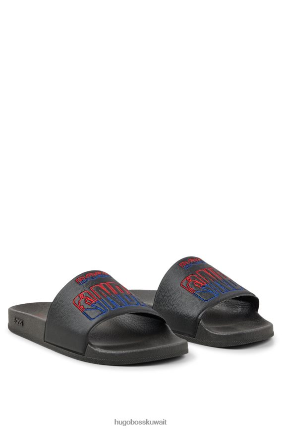 4TFNJN4986 أسود Hugo Boss شرائح سوداء إيطالية الصنع تحمل العلامة التجارية التعاونية Hugo