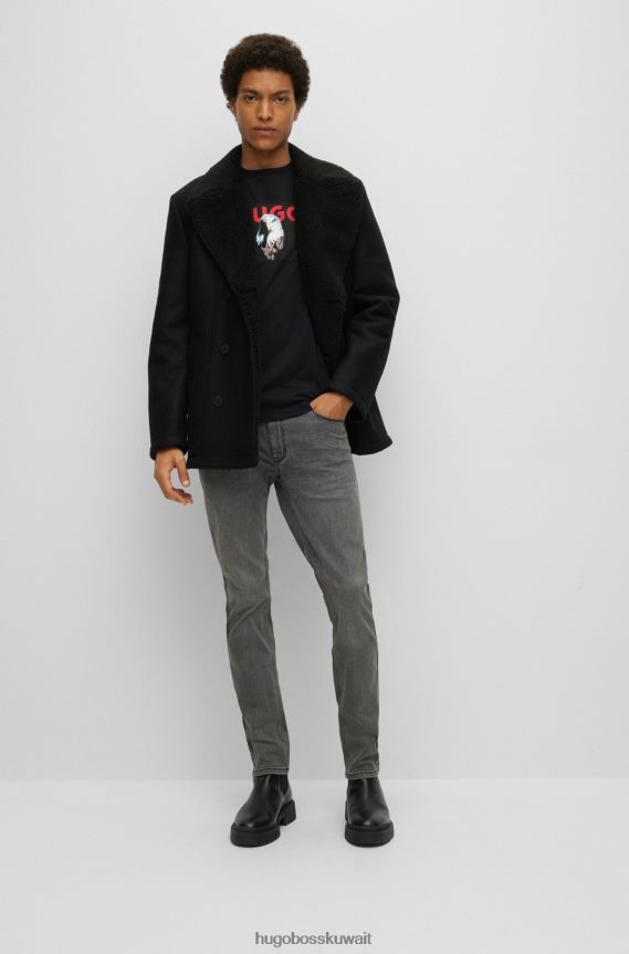 4TFNJN4988 أسود Hugo Boss حذاء تشيلسي من جلد هوغو باللون الأسود مع نعل خارجي مطاطي سميك