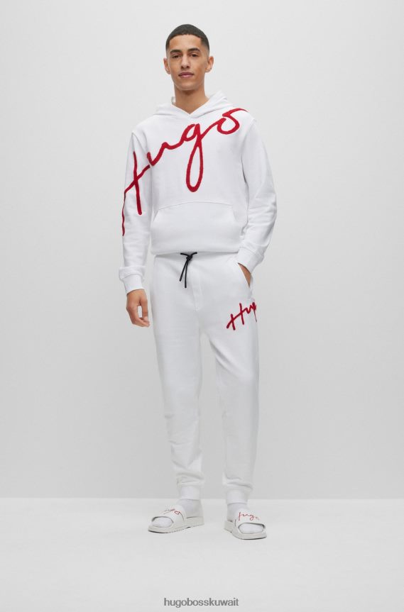 4TFNJN4993 أبيض Hugo Boss شرائح الشعار مع وسادة قدم محيطية باللون الأبيض