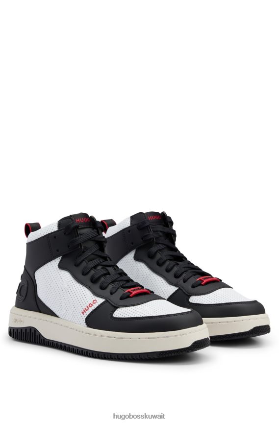 4TFNJN4996 أبيض أسود Hugo Boss حذاء رياضي عالي الجودة من هوغو مع شعار Backtab باللون الأبيض