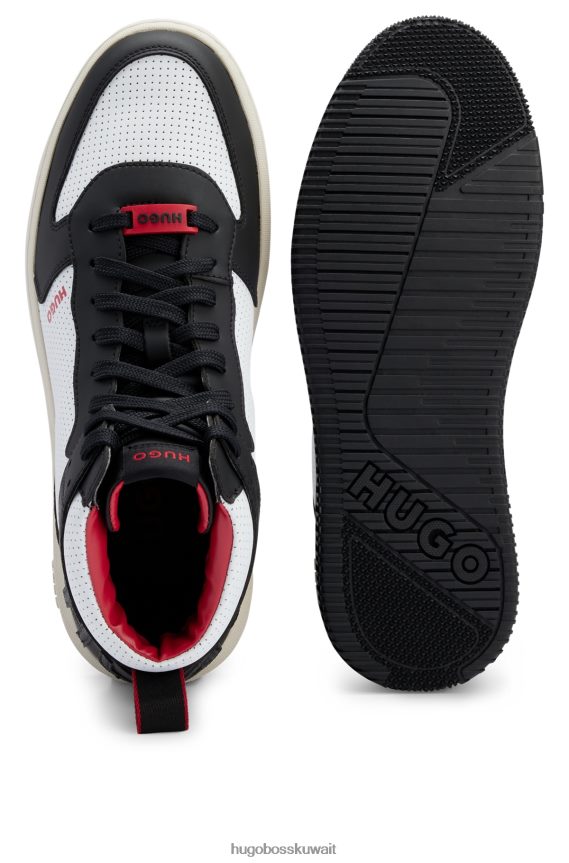4TFNJN4996 أبيض أسود Hugo Boss حذاء رياضي عالي الجودة من هوغو مع شعار Backtab باللون الأبيض