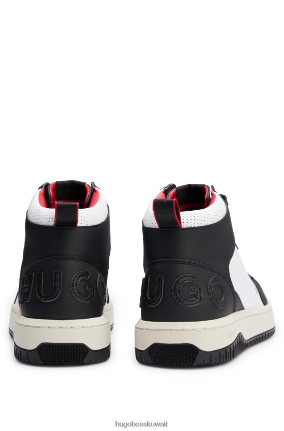 4TFNJN4996 أبيض أسود Hugo Boss حذاء رياضي عالي الجودة من هوغو مع شعار Backtab باللون الأبيض