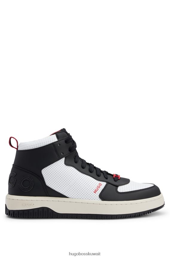 4TFNJN4996 أبيض أسود Hugo Boss حذاء رياضي عالي الجودة من هوغو مع شعار Backtab باللون الأبيض