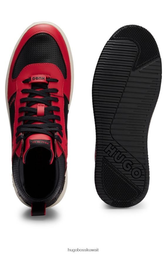 4TFNJN4997 أسود أحمر Hugo Boss حذاء رياضي عالي الجودة من مواد مختلطة مع شعار Backtab باللون الأسود
