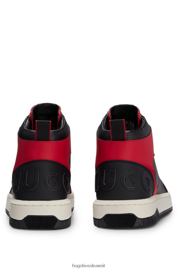 4TFNJN4997 أسود أحمر Hugo Boss حذاء رياضي عالي الجودة من مواد مختلطة مع شعار Backtab باللون الأسود