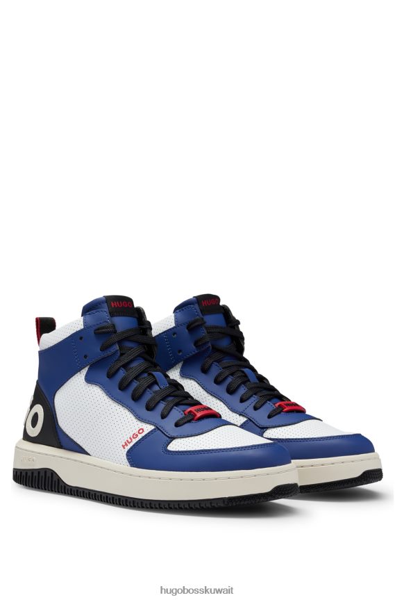4TFNJN4998 أزرق غامق Hugo Boss حذاء رياضي عالي الجودة من مواد مختلطة باللون الأزرق الداكن مع شعار Hugo من الخلف
